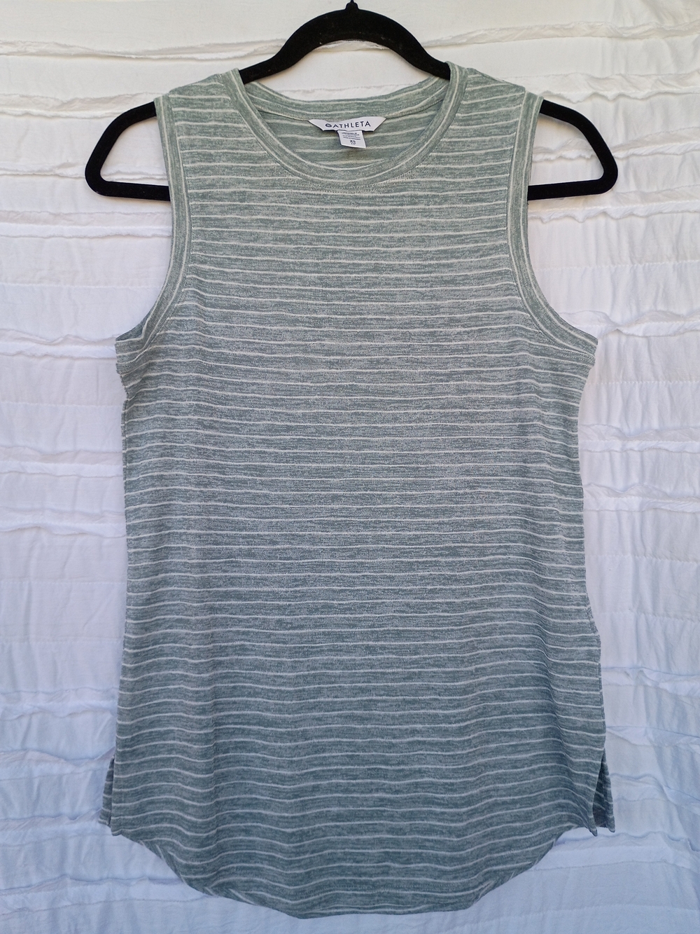Athleta Mint Green Striped Slub Knit Tank Top.